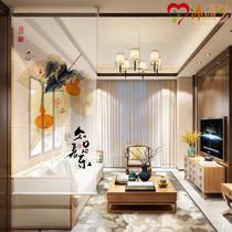 Modern new Chinese lifting partition curtain into the home soft screen curtain translucent hanging porch custom economy