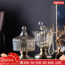 European-style glass storage candy cans modern light luxury crystal living room coffee table Nordic dining table decorations porch ornaments