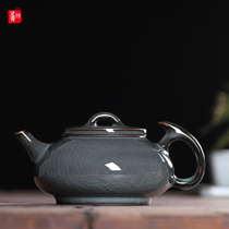 Lingqingfang bubble teapot celadon teapot single pot large ceramic kung fu tea set home Longquan Kiln open iron tire