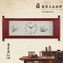 Kaiqin large new Chinese style silent living room wood wall-mounted clock clock square hanging watch Bedroom ink quartz clock