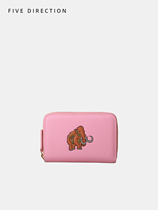 Card Bag Woman Type Small Ultrathin Genuine Leather Large Capacity Multi-Blocking Organ Head Layer Bull Leather Zip Cross Section Cartoon Print