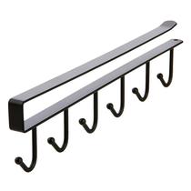 Bathroom lower cup holder hanging rack non-perforated Cup cabinet kitchen iron adhesive hook white black shelf