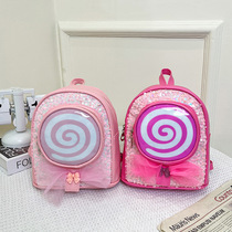 New Kindergarten Childrens School Bag Girl Bright Sheet Backpack Cute Stick Candy Cartoon Double Shoulder Bag Princess Backpack Tide