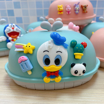 Cartoon fashion whale soap box toilet children drain with lid creative soap box bathroom waterproof sealed soap tray