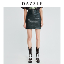 Dazzle Disu autumn 2019 new commuter leisure Dark Green Faux Leather Skirt for women 2g3s2111q