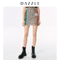 DAZZLE地素 2020夏装新款针织提花A字款高腰半身裙女2C2E7101H
