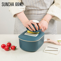 Double gun multifunctional vegetable cutting artifact shredded potato shredded kitchen household vegetable radish shredding slicer grater