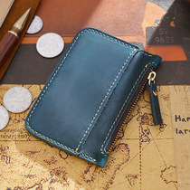 Popularity Car Stitch Line Retro Zero Men And Women Wallet Zipped with Bull Leather Mini Coin Woman Bag small card