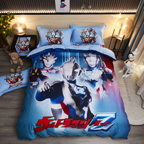 Ultraman Cotton Four-piece Boy Bedding Superman Cotton Sheet Quilt Cover Childrens Fitted Sheet Three-piece Set