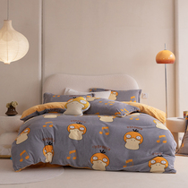 Pokémon up to duck milk velvet bed sheet four-piece set children plus velvet quilt cover warm student bed sheet three-piece winter
