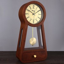 Walnut solid wood drawer clock desktop clock desktop clock table clock living room home pendulum clock sitting clock pendulum