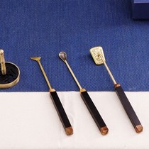 Brand black sandalwood spoon scented shovel ash pressure three-piece set of sealing tools incense burner incense powder incense ash Incense Road tool