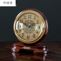 Solid wood Chinese clock seat clock home imitation ancient desktop living room Retro old-style antique American desktop clock pendulum piece
