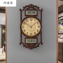 2022 new Chinese style hanging bell living room Wanyear calendar decoration clocks home atmosphere woody retro wall-mounted wall clock