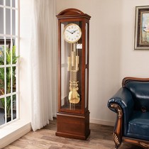 European mechanical floor clock modern living room solid wood standing clock American simple clock German Hemler decorative clock