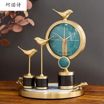 Seat Clock Home Desktop Living Room Modern Minima High-end Desk Bell Nordic Pure Copper Light Extravagant Desktop Clock Sit Pendulum Pieces