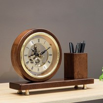 New Chinese walnut solid wood clock modern simple home desktop ornaments table watch living room desk desk clock