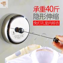 Invisible clothesline stainless steel non-perforated household wall-mounted balcony drying rope indoor hidden drying rack