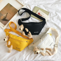 Canvas bag female 2020 New Tide cute student chest bag children youth Net red all-over shoulder slung body running bag