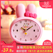 Polaris cute cartoon mute student small alarm clock children music alarm clock with night light bedroom bedside electronic clock
