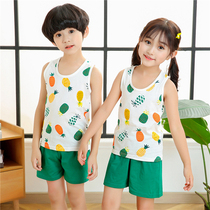 Boys and girls summer clothes 2020 new childrens clothing childrens summer Korean version of tide clothes year old baby vest short sleeve set