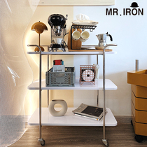 Modern ins simple stainless steel home cart living room high-grade storage three-layer dining car mobile storage red wine rack