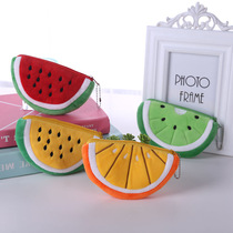Hanprints Ins Cartoon Fruit Pie Zero Wallet Schoolgirl Cute Portable Mini Plush Watermelon Pinewood Coin Bag