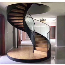 Kuncheng custom staircase 005 indoor integral staircase villa building attic duplex staircase leaping layer inclined beam rotating ladder