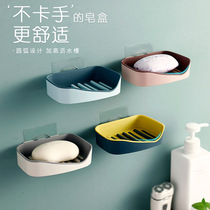 Toilet soap box rack suction cup wall-mounted soap box rack bathroom creative double drain non-perforated storage rack