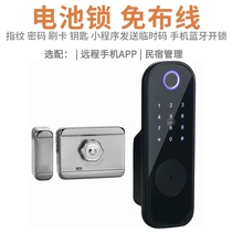 Bluetooth fingerprint access lock anti theft password electronic old iron door waterproof and free wire swipe with key electric control lock