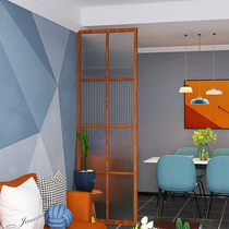 Solid wood frame art screen Italian log frame Changhong glass living room American partition transparent frosted doors and windows