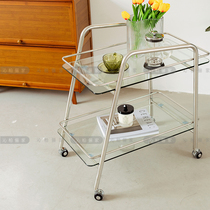 Dining car Stainless steel tea car Commercial cake car trolley Hotel light luxury restaurant food delivery snack car corner few