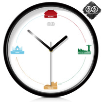 Li Li art wall clock Living room personality creative clock Quartz silent modern clock Fashion city wall clock