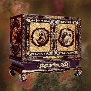 永隆号-平遥推光漆器新中式手绘复古彩绘家具床头柜/客厅