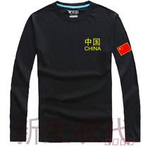 Embroidered national flag Chinese T-shirt long sleeve physical training pure cotton special forces military fan uniform T-shirt