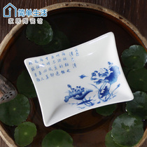 jd simple Chinese classical blue and white hotel ceramic creative soap box soap box soap dish soap dish soap holder