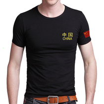 Round neck V-neck black Chinese training T-shirt men special forces short sleeve training half sleeve vest body shirt military fans military uniform