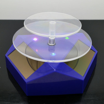 包邮新款太阳能旋转台转盘眼镜架 饰品玉石架子双层托盘带led灯