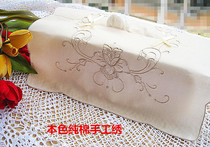 Foreign trade paper towel cover hand embroidery car paper cover pure cotton cloth hand embroidery fabric extractable cloth cover European special offer