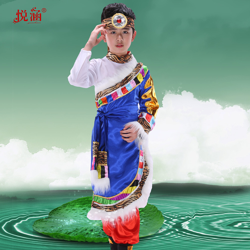 六一新款少数民族男童表演服儿童藏族舞蹈服少儿藏族演出服装长袖