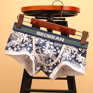 花内裤男个性时尚潮韩版印花男平角裤纯棉青年纯棉全棉男士内裤