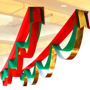 炫彩 圣诞装饰品 波浪吊旗 商场酒店节日气氛布置彩色挂旗拉花