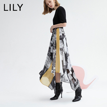 The same LILY2020 autumn new women's dress in the mall with irregular waist and thin stitching design