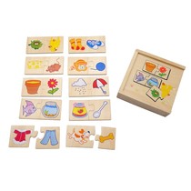 Monshi Association Pairing Animals Looking For Food Puzzle Toys Early Teach Kindergarten Baby Woody Puzzle Force Teaching Aids