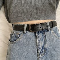 Black belt female Korean version of retro hole summer Joker full body pin buckle jeans with outer strap decoration ins belt