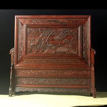 Mahogany relief insert screen table screen sour branch wood screen Zhongtang desktop ornaments wood carving Chinese crafts classical seat screen