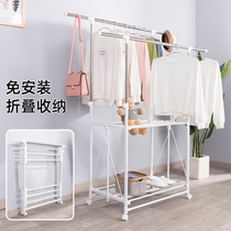 Youlite household drying rack floor folding indoor telescopic clothes rod mobile outdoor balcony rack drying rod