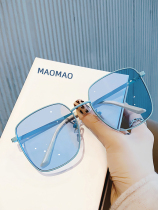 Cula Kinel Korean version of light sunglasses womens round long face transparent blue ink mirror Street Square Glasses Man