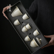 Grass wood ash tea set Japanese antique small set gift creative ceramic handmade kung fu tea set