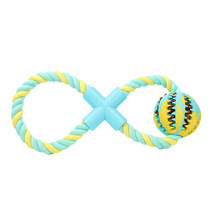 Dog toy cotton rope rubber ball bite resistant grinding cord knot dog toy stuffed snack food ball resistant pet